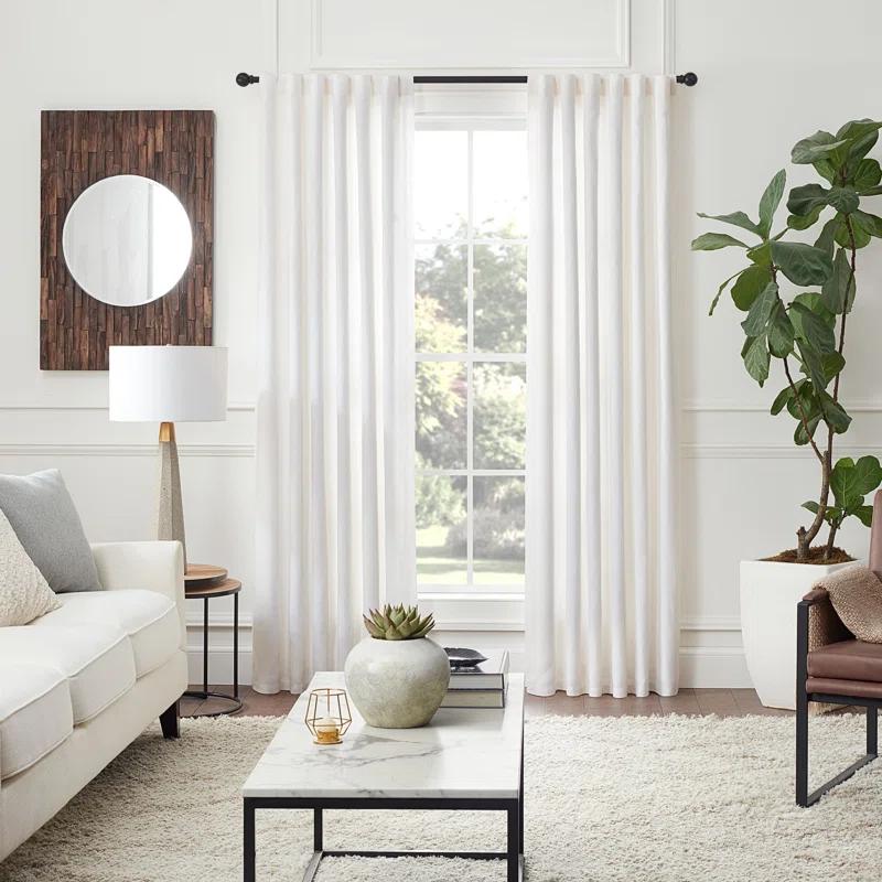 Mode Premium Collection 1 Diameter Curtain Rod Set with Modern Ball Finials and Steel Wall Mounted Adjustable Rod