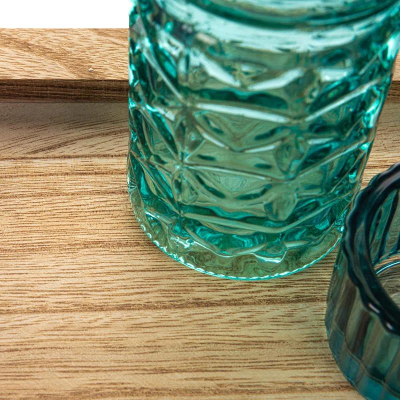 Joss & Main Sanderling Round Glass Votive Holders on Wood Tray