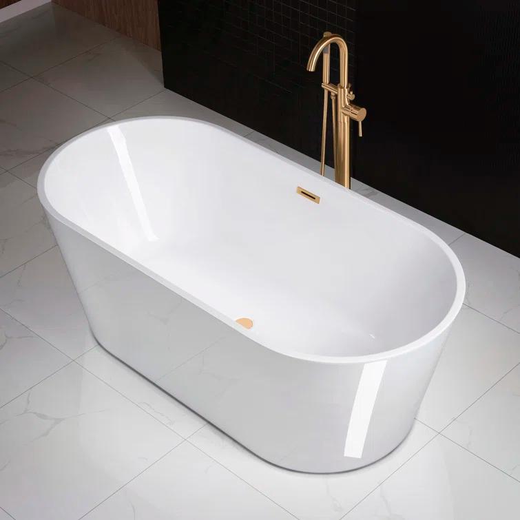 67" x 32" Freestanding Soaking Acrylic Bathtub