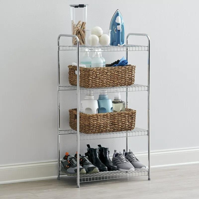 Rubbermaid Rubbermaid Freestanding 4-Tier Multipurpose Wire Shelving Unit, Satin Nickel