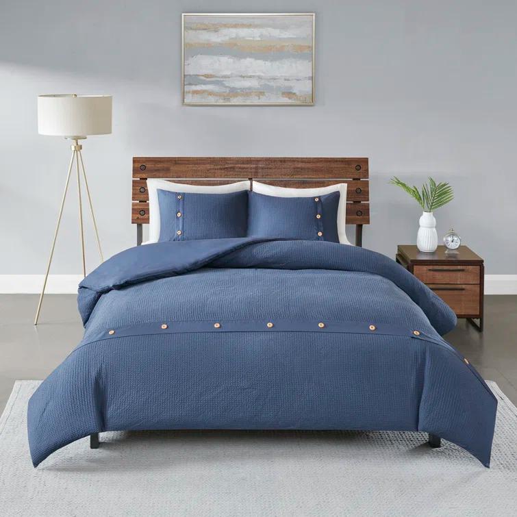 Marcus 3 Piece Cotton Waffle Weave Duvet Cover Set