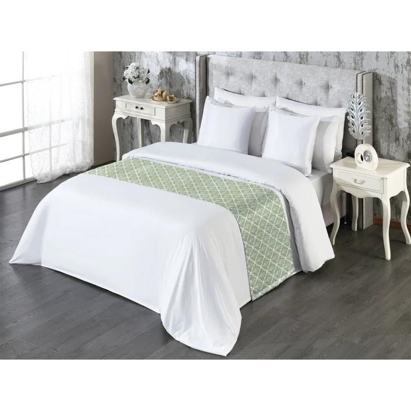 Ambesonne Ambesonne Abstract Green Bed Runner Victorian Damask Art Jade Green Pastel Green