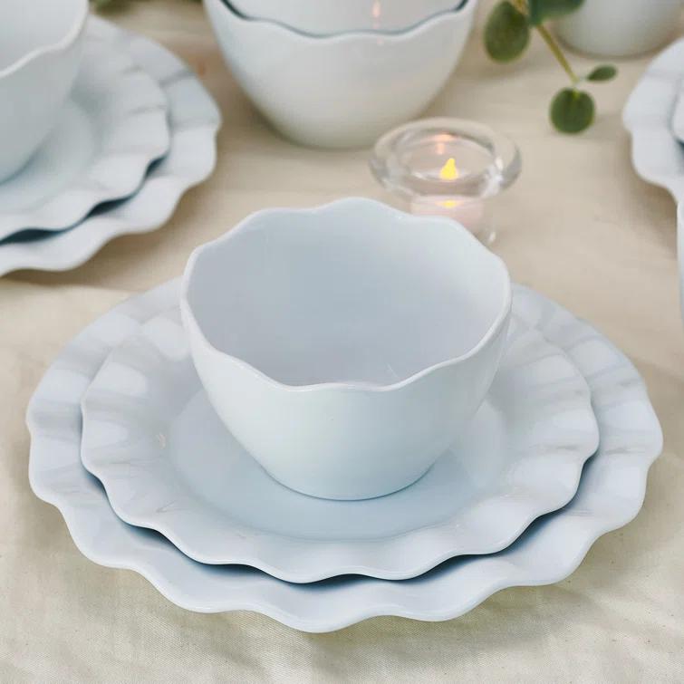 Fitz and Floyd Everyday White Scallop 12-Pc Dinnerware Set, Service For 4