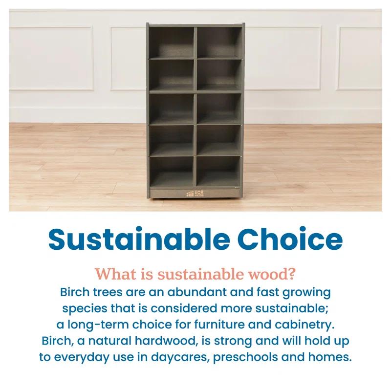 ECR4Kids 10 Cubby Mobile Tray Storage Cabinet, 5x2, Classroom Furniture