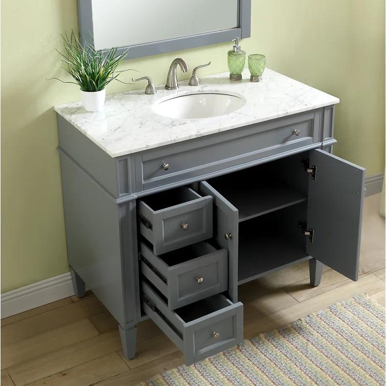 Rivers 40" Free-Standing Single Bathroom Vanity Set with Marble Vanity Top