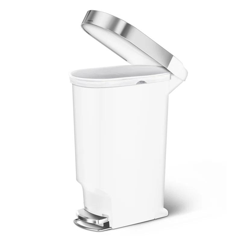 Simplehuman 40 Liter Slim Liner Rim Trash Can, White Plastic
