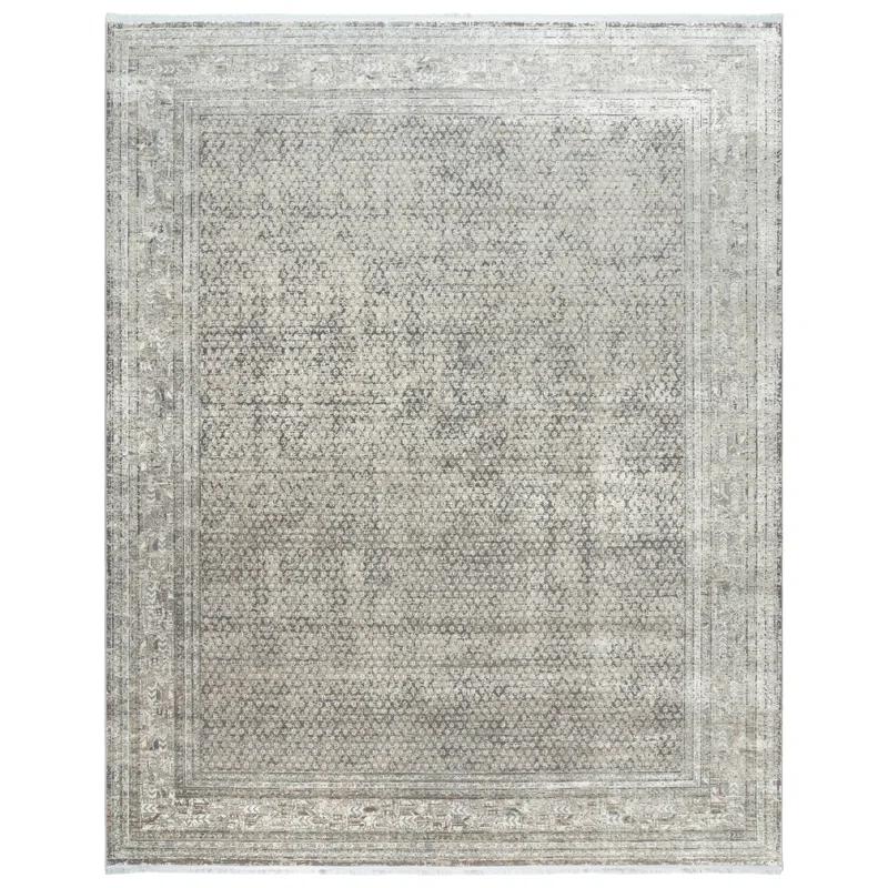 Gertmenian Florance Modica Transitional Oriental Border Floral Dark Gray High-Low Viscose/Acrylic Area Rug