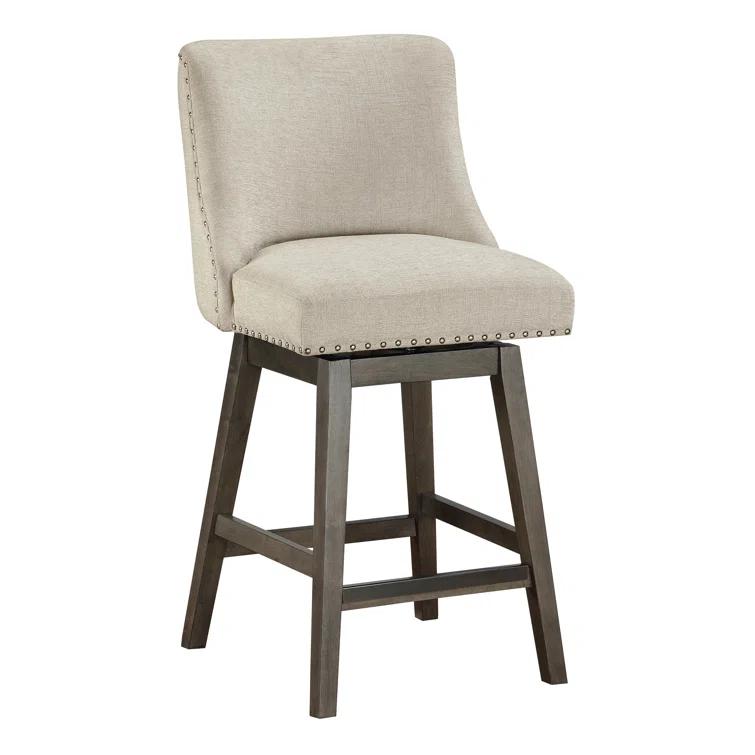 OSP Designs Granville Swivel Upholstered Counter Stool with Solid Wood Frame