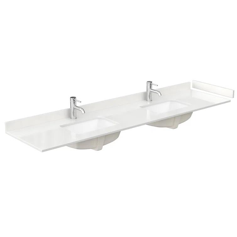 Wyndham Collection Beckett 84" Freestanding Double Bathroom Vanity with Cultured Marble Top