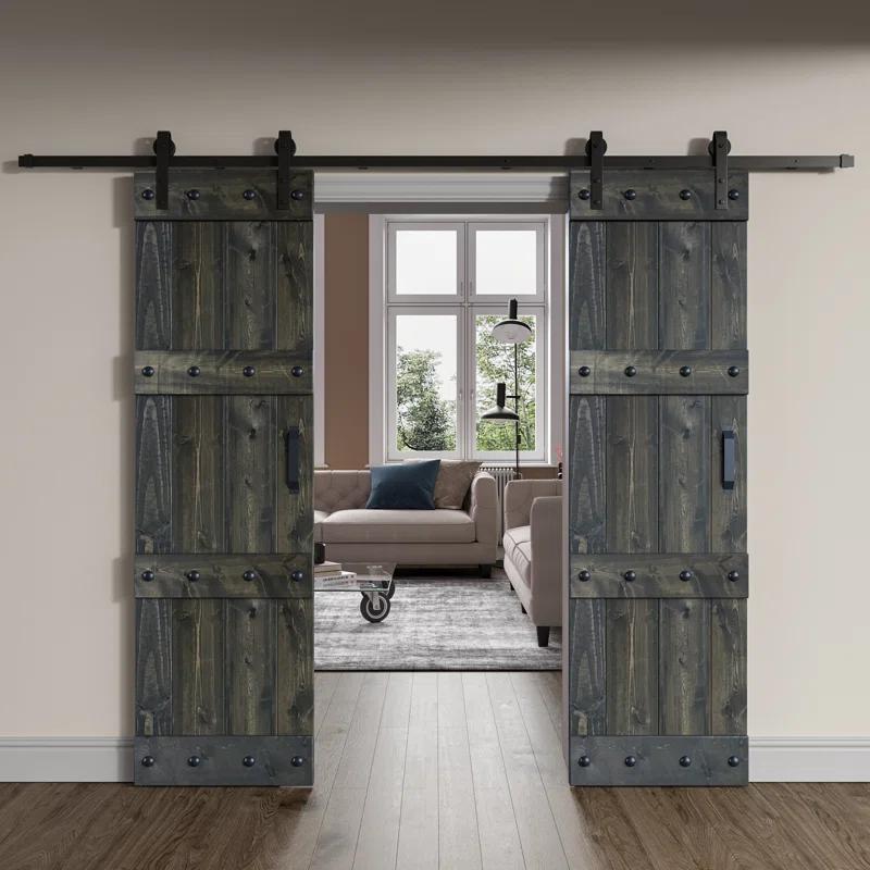 Coast Sequoia Castle Series Pine Wood Double Sliding Barn Door with Hardware Kit