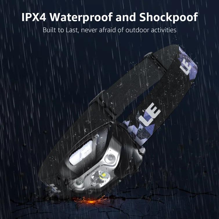 Lepro Lepro LED Headlamp Rechargeable - Super Bright Head Lamp with 5 Modes for Camping & Hiking Gear Essentials, IPX4 Waterproof Headlight Flashlight with Red Light, USB Cable Included