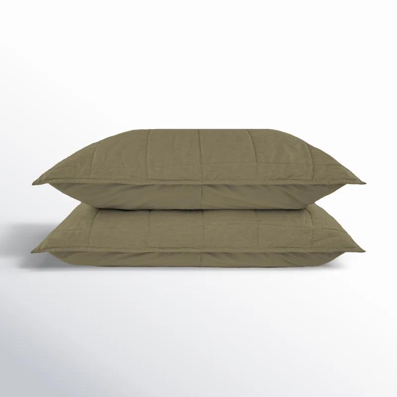 BOKSER HOME French Linen Box Stitch Quilted Sham Set