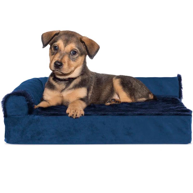 FurHaven Plush & Velvet Deluxe L-Chaise Orthopedic Pet Bed