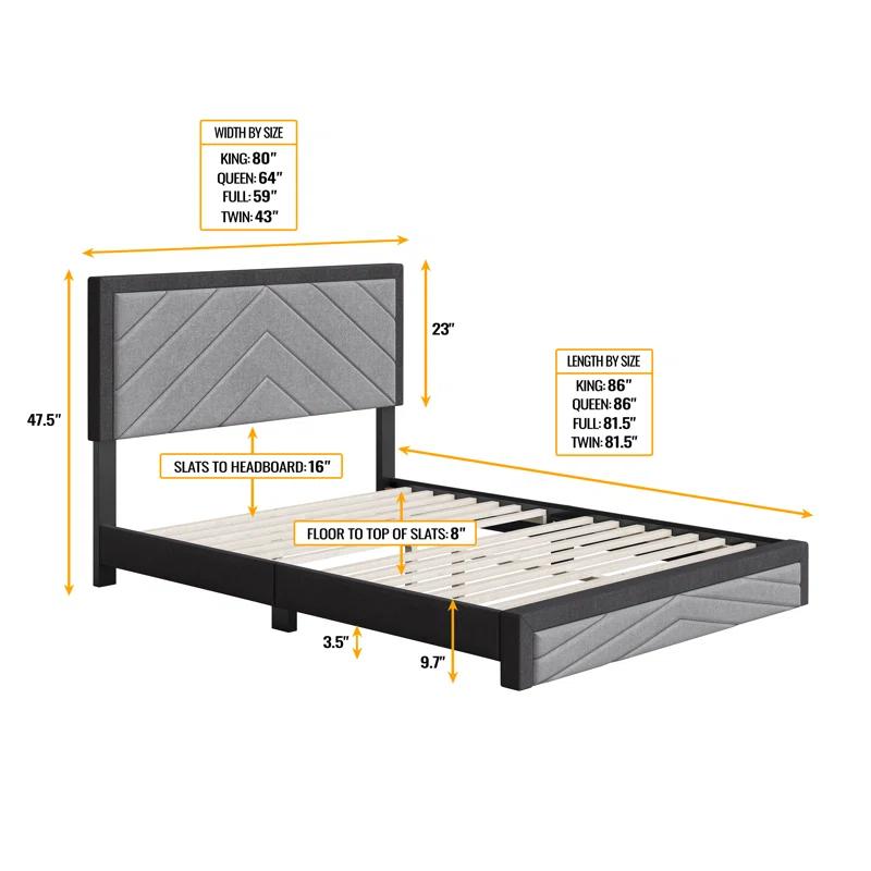 Boyd Sleep Barcelona Linen or Faux Leather Upholstered Platform Bed Frame with Adjustable Headboard, Heavy Duty Slat Support System, No Box Spring Required - Boyd Sleep
