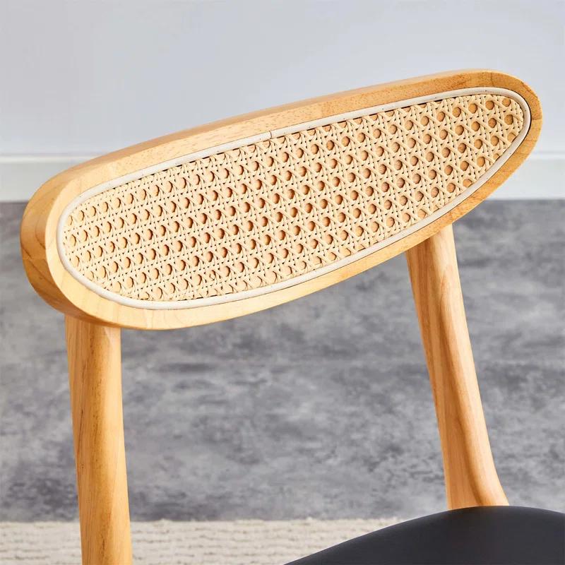 Corrigan Studio® Walshaw Table And Chair Set, Ancient Style Solid Wood Dining Table, Imitation Rattan Table Legs, Beautiful Simple Solid Wood Dining Chair, Perfect For Dinner, Meetings, Home And Office Decoration