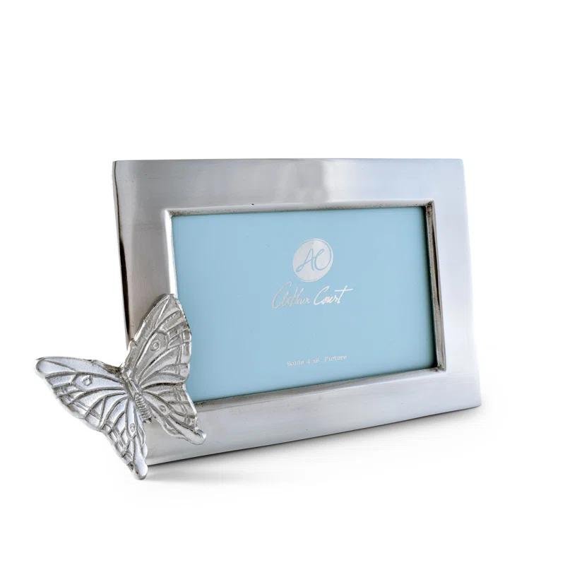 Arthur Court Designs Butterfly Silver Metal Embossed Picture Frame