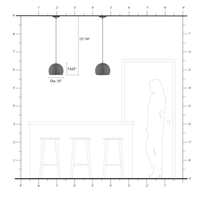 Schultz Single Light Metal Dimmable Pendant