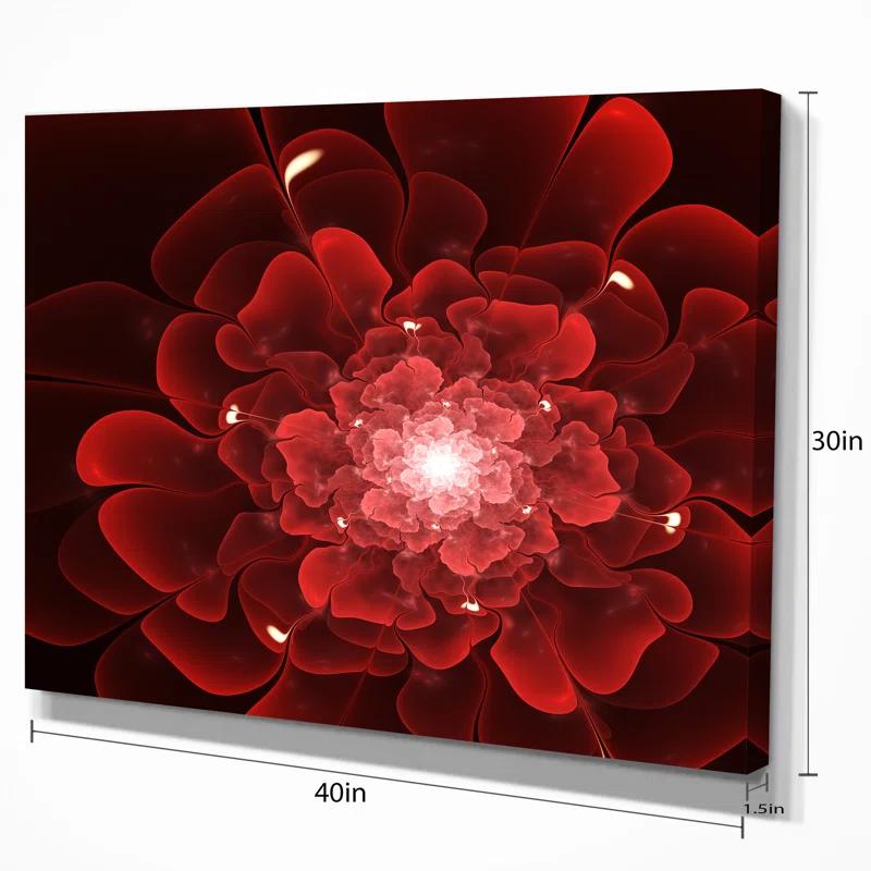 Design Art Clear Red Fractal Flower Graphic Art on Wrapped Canvas