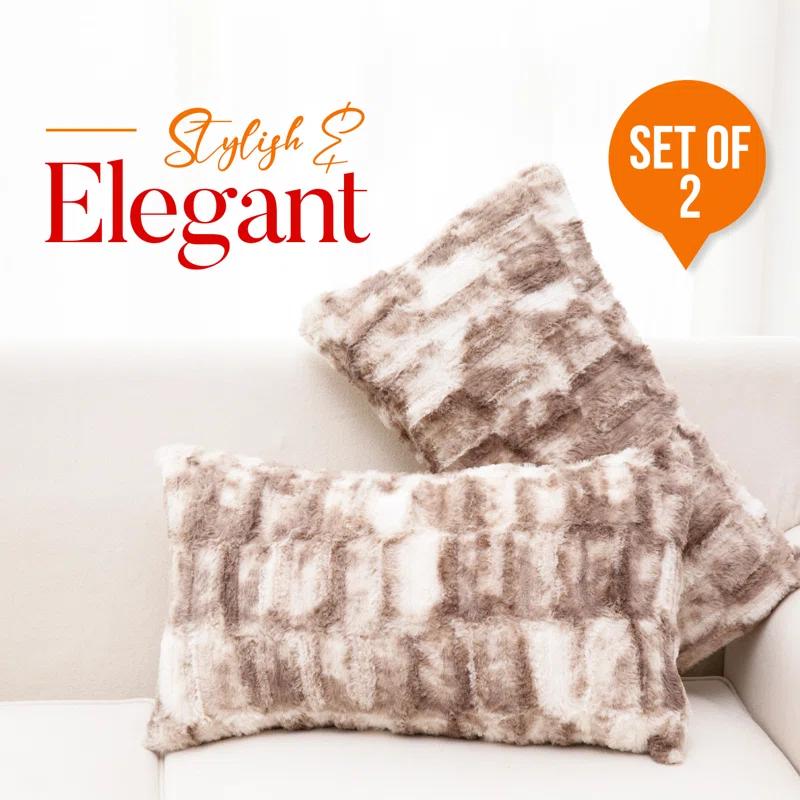 Cheer Collection Geometric Faux Fur Throw Pillow