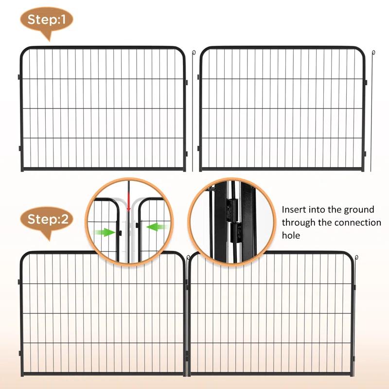 FDW Dog Playpen Indoor 12 Panels Dog Pen For Small And Medium Dogs, Exercise Pen Pet Dog Fence With Doors Pet Puppy Playpen For RV Camping Yard, Black