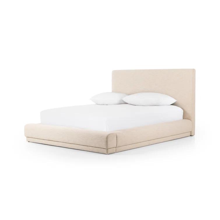 Martina Beige Upholstered Queen Bed with Metal Frame
