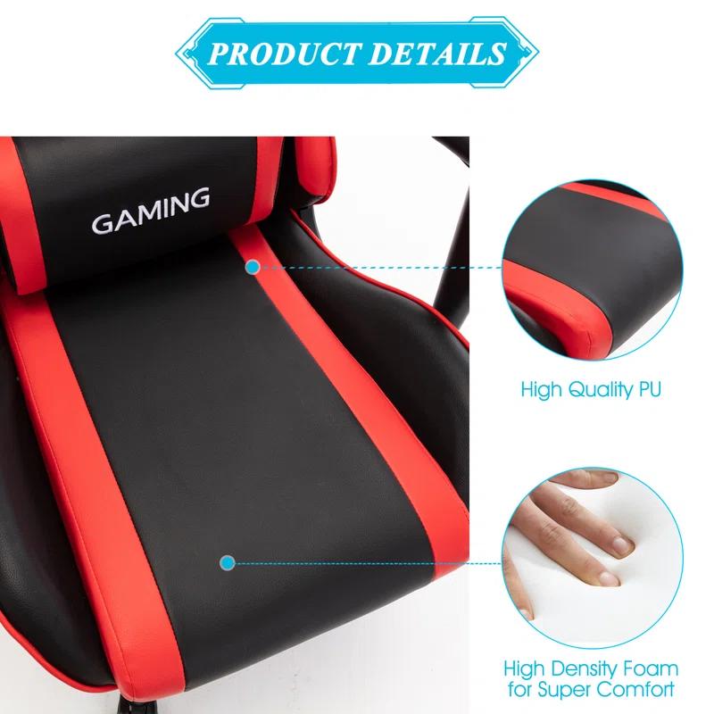 ORORA DEC ORORA DEC Adjustable Reclining Ergonomic Faux Leather Swiveling PC & Racing Game Chair