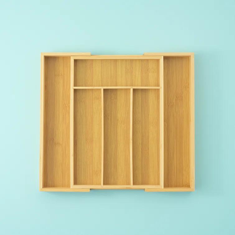 JoyJolt JoyJolt Bamboo Expandable Flatware Drawer Organizer for Kitchen Utensils