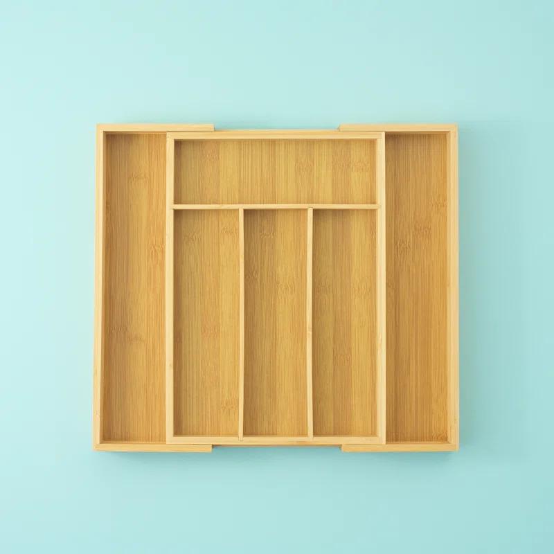 JoyJolt JoyJolt Bamboo Expandable Flatware Drawer Organizer for Kitchen Utensils