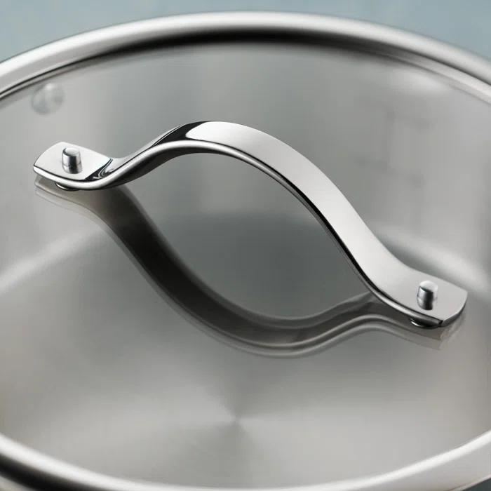 Tramontina Tramontina Tempo Tri-Ply Base Stainless Steel 6-Quart Braiser Pan with Glass Lid, Induction-Ready, Oven-Safe, Dishwasher-Safe