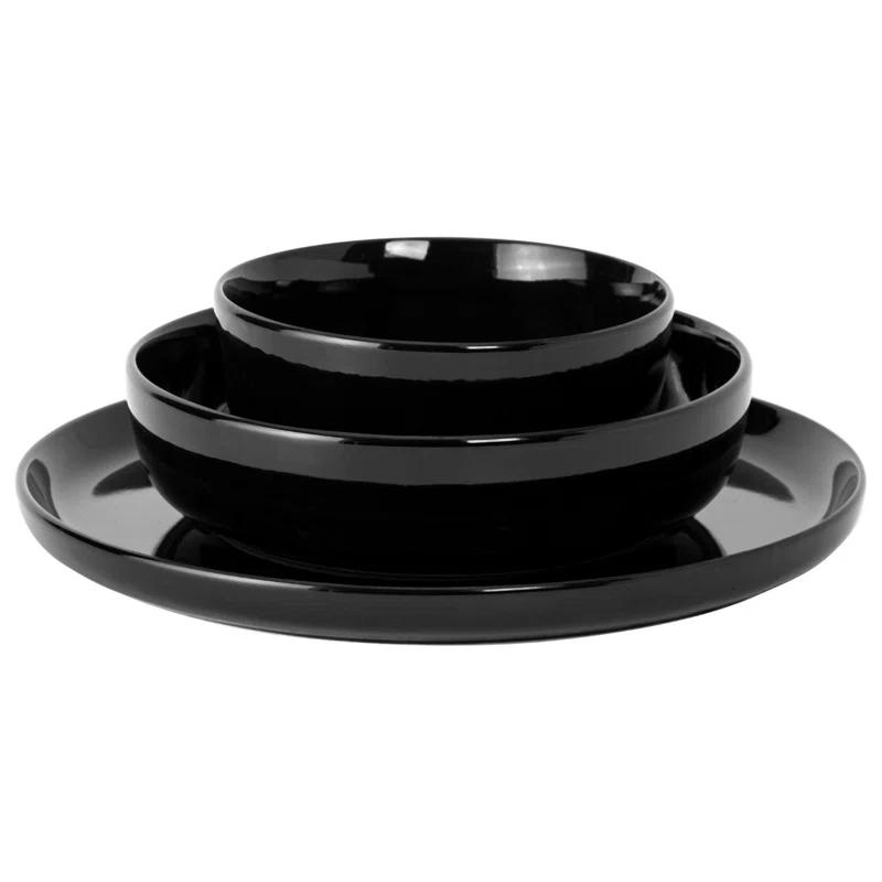 Gibson Gibson Home Oslo 12 Piece Porcelain Dinnerware Set - Black