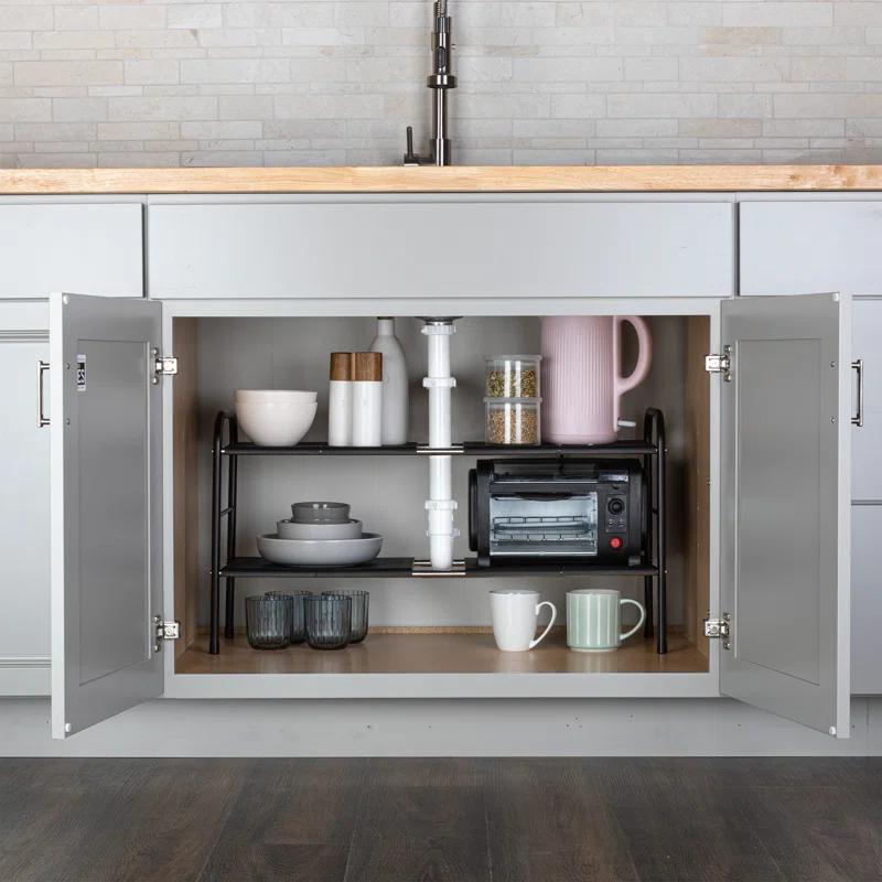 Under Sink Organizer - 2 Tier Adjustable Shelf Organizer with 8 Removable Panels - Kitchen or Bathroom Under Sink Organizers and Storage by Home-Complete