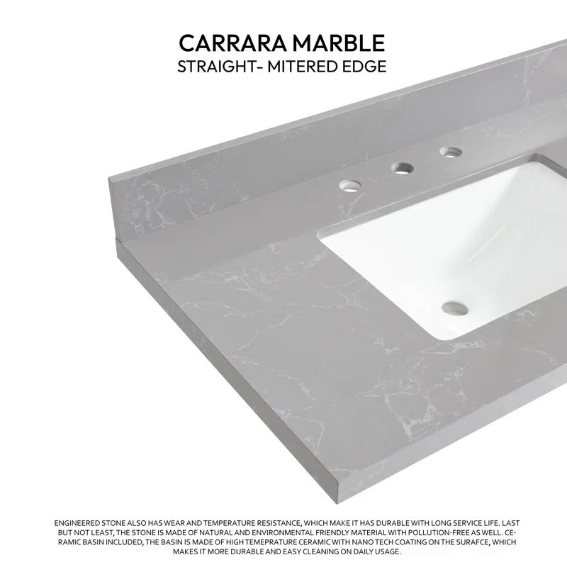 Jaen 37'' Stone Single Bathroom Vanity Top with Sink