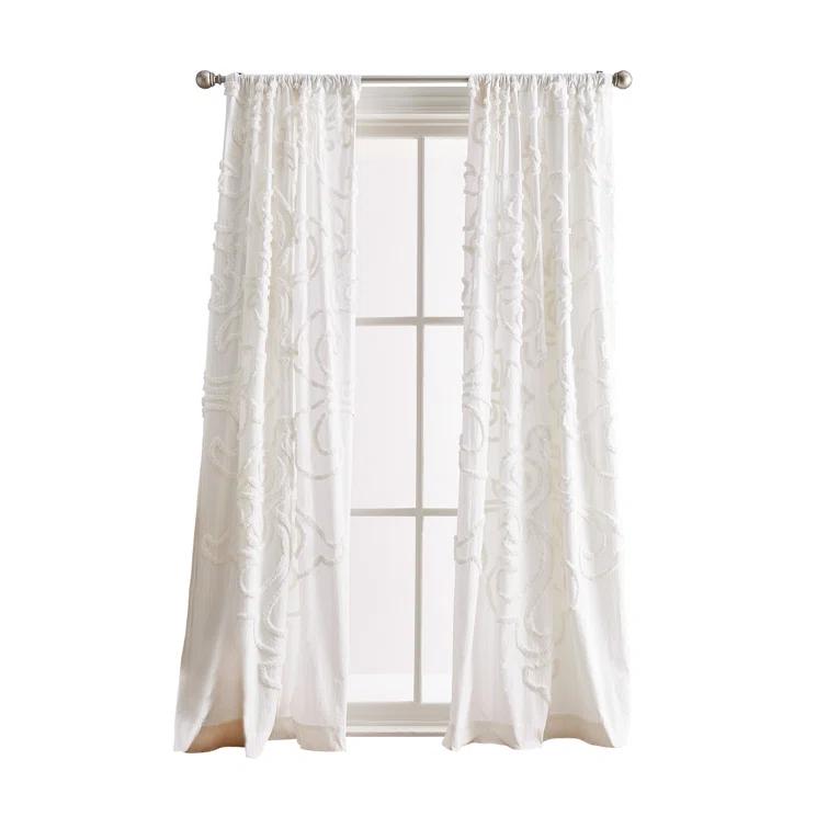 Peri Home Peri Home Gates Tufted Chenille Rod Pocket Curtain Panel Pair White (Set of 2)