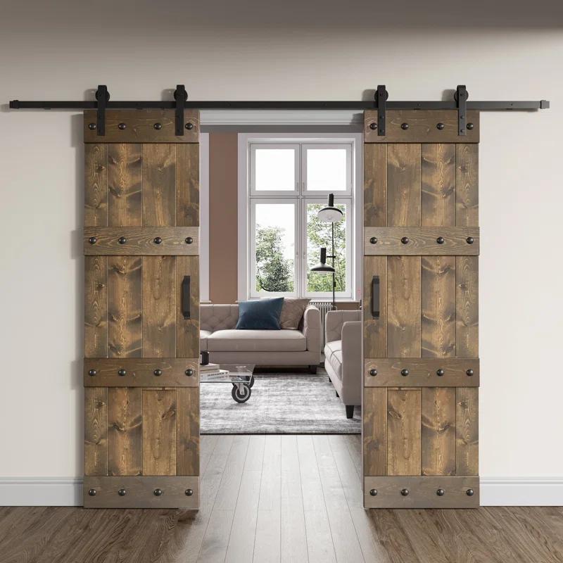 Coast Sequoia Castle Series Pine Wood Double Sliding Barn Door with Hardware Kit