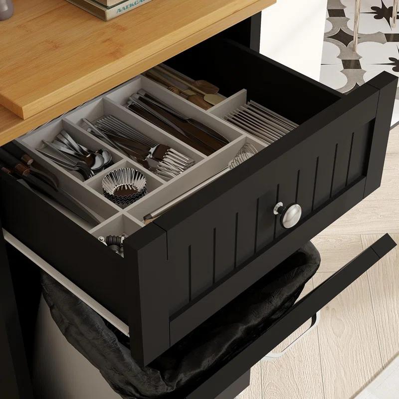 Betterhood Havant Double Tilt Out Trash Cabinet 20 Gallons Wooden Free Standing(Not include trash can)