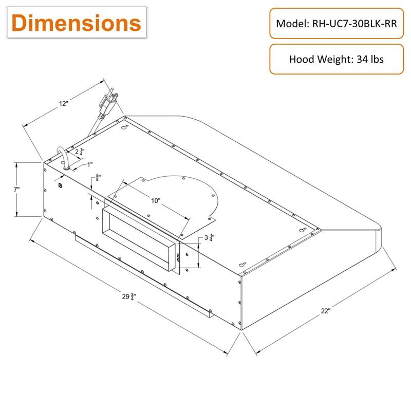 Awoco Awoco 30" Stainless Steel 900 CFM Ducted (Vented) Under Cabinet Range Hood with Baffle Filter