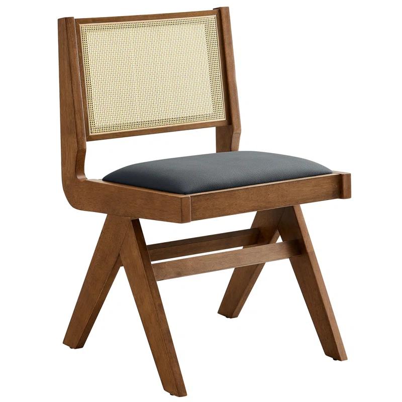 Modway Thera Vegan Leather And Cane Dining Side Chairs Set Of 2