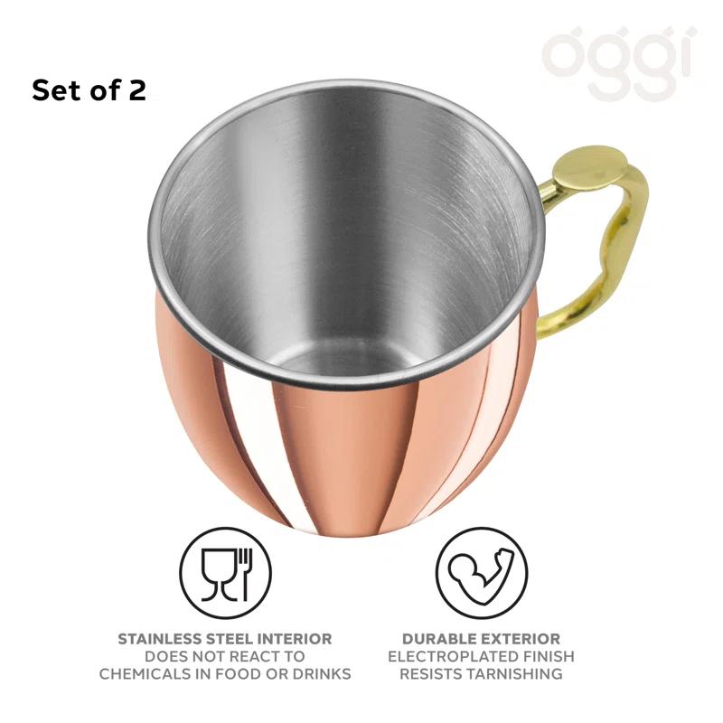 OGGI Oggi Barware 2 Piece 20 Oz Stainless Steel Moscow Mule Mug Set (Set of 2)