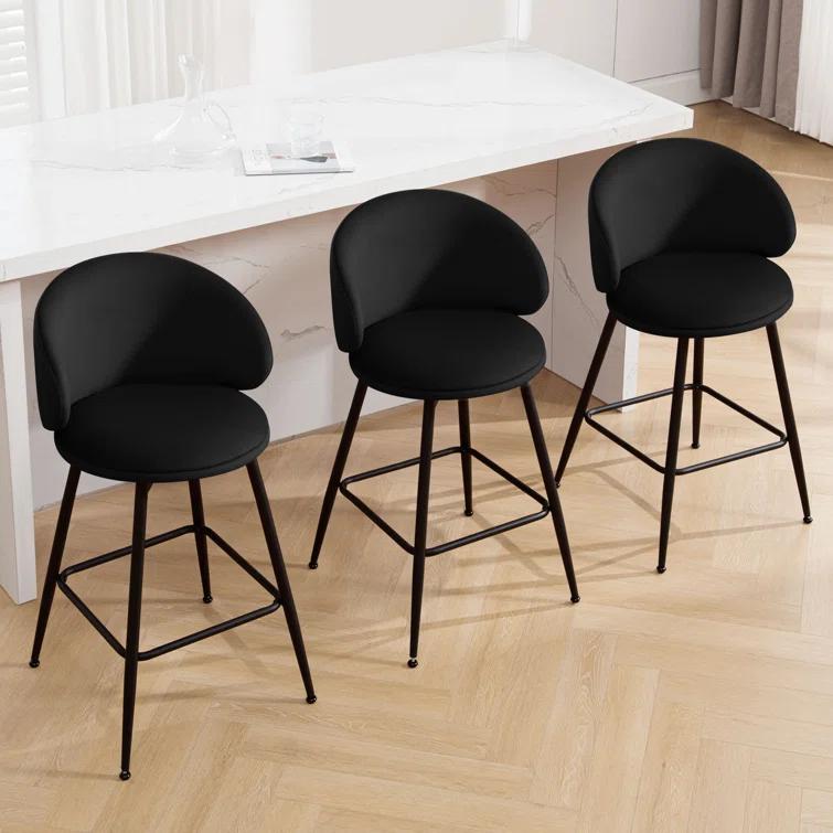 Corrigan Studio® Swivel Upholstered Counter Height Bar Stools (Set of 2)