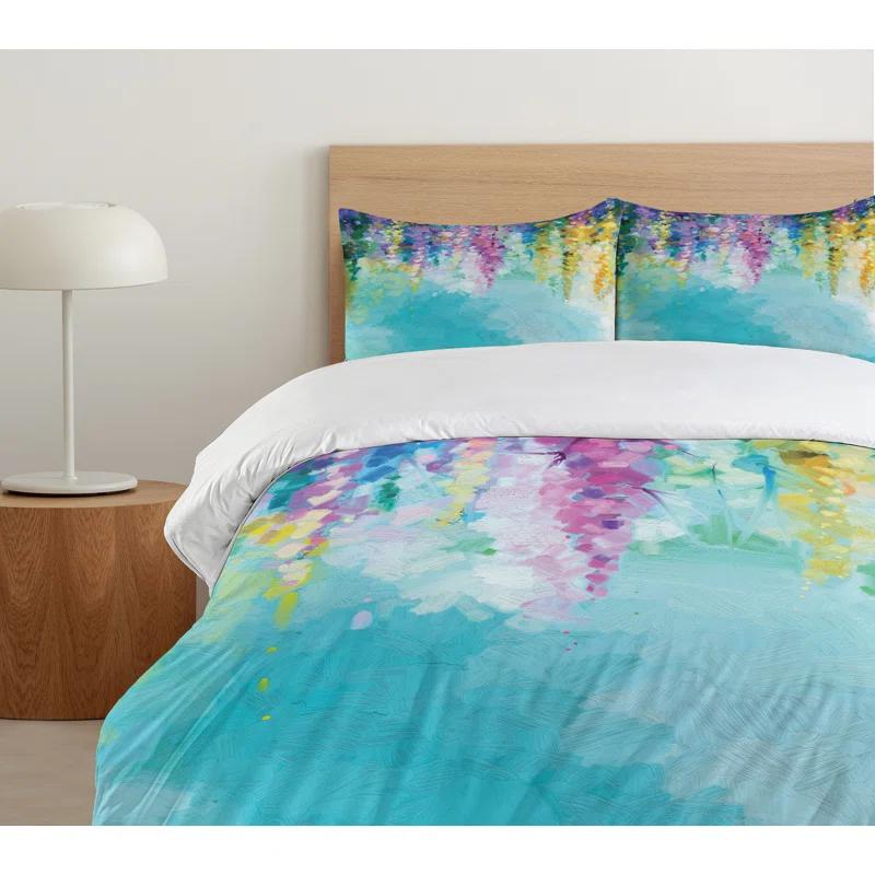 Watercolor Flower Home Modern & Contemporary Abstract Duvet Cover Set