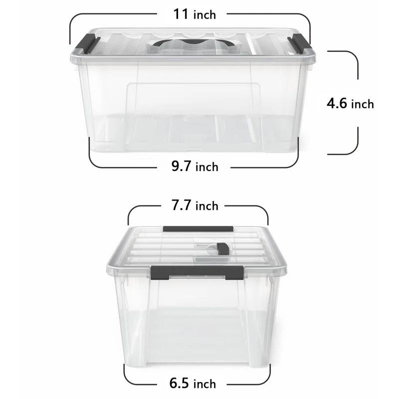 Rebrilliant Clear Storage Latch Bins, 6-Pack Storage Organizer Box With Handle And Lids, 5-Litre