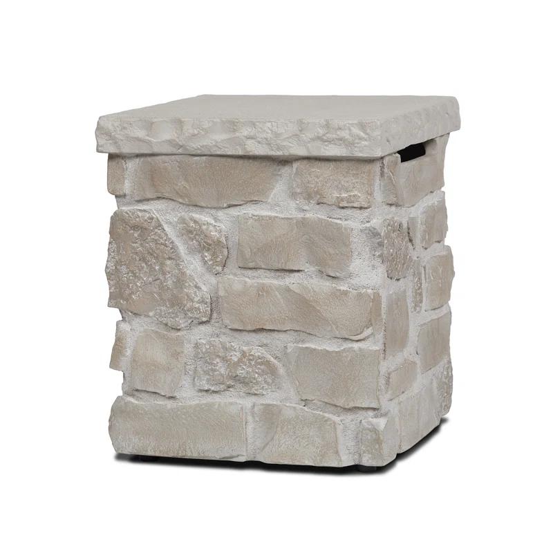 Real Flame Scottsdale Stone Propane Tank Cover And Side Table In Beige By Real Flame