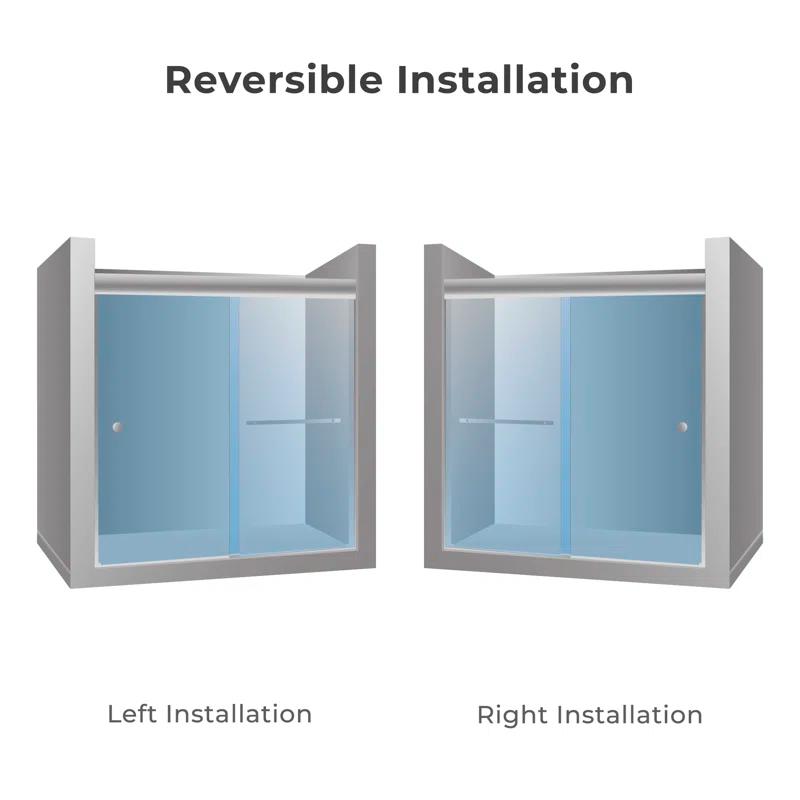 44" - 48" W 70" H Double Sliding Semi-Frameless Shower Door