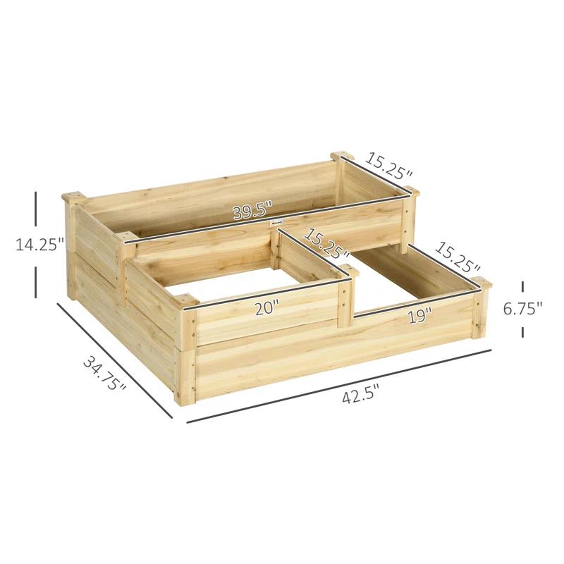 Gracie Oaks 3 Tier Raised Garden Bed, Outdoor Planter Box, Wooden Garden Box with Open Bottom for Growing Vegetables, Herbs, Flowers