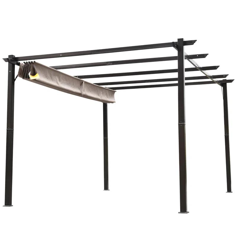 Outsunny Outsunny Pergola with Retractable Shade Canopy, Aluminum