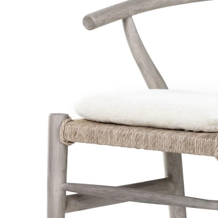 Ivory Natural Wood Wishbone Arm Chair