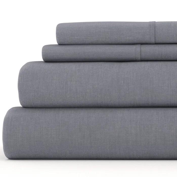 Linen Bamboo-Blend Breathable Luxury Bed Sheet Set