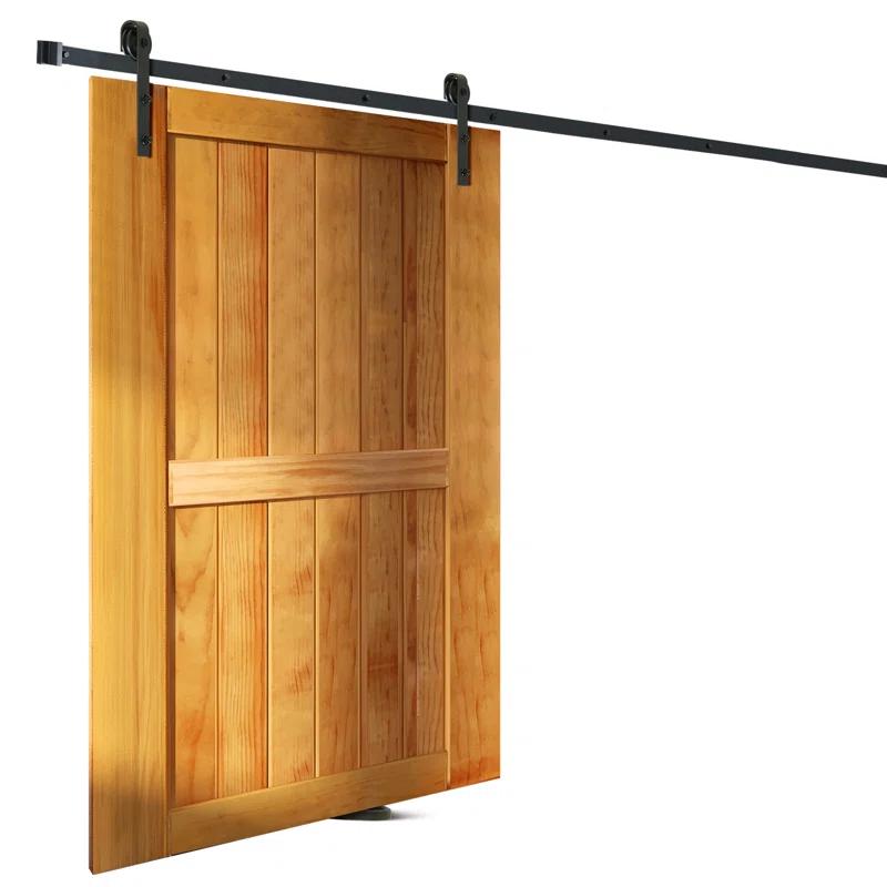 Black Steel Single Door Barn Door Hardware Kit Standard Single