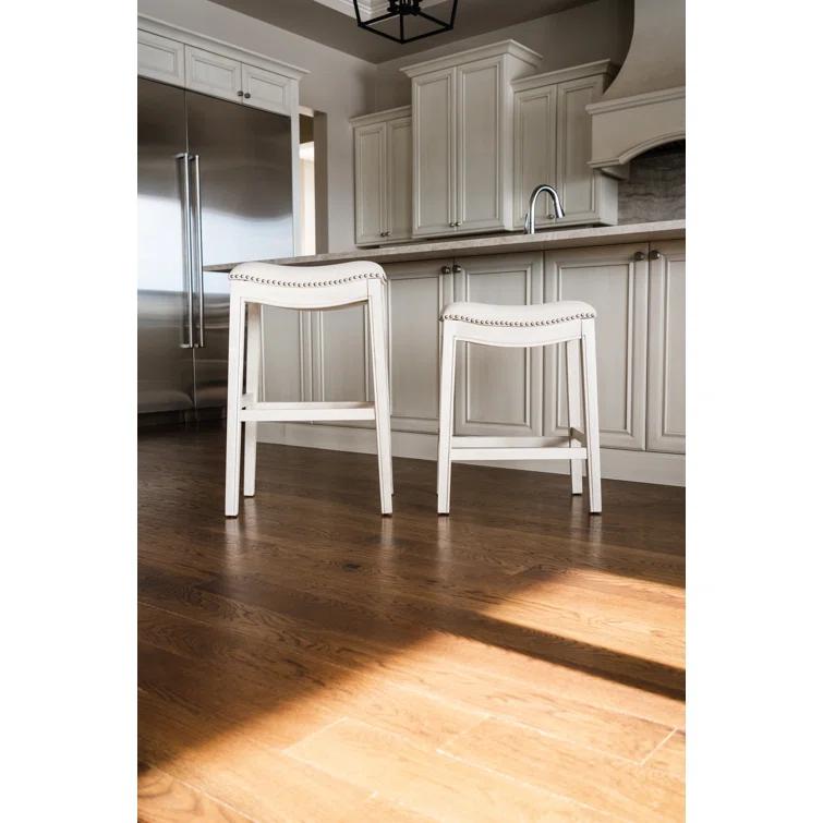 Maven Lane Adrien Saddle Barstool with Vegan Leather Upholstery
