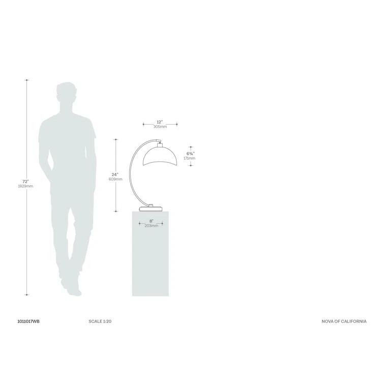 Luna Bella Table Lamp - 28", Weathered Brass, Matte White/Gold Leaf Shade, Marble Base, Dimmer Switch